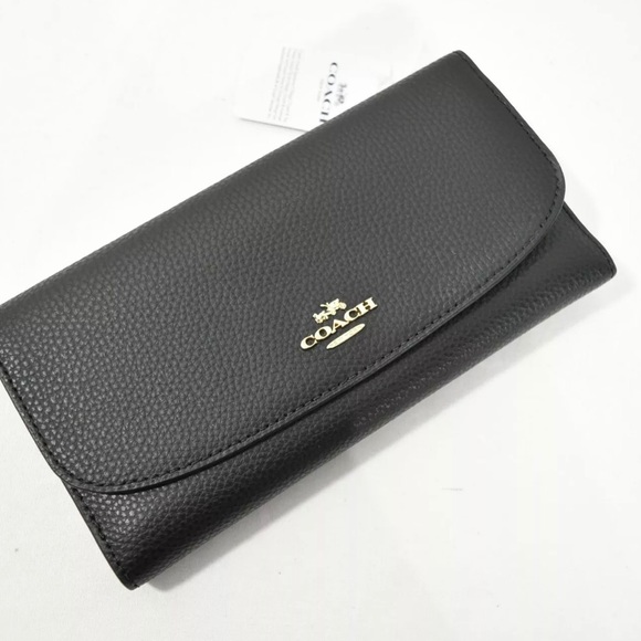 ❌SOLD❌ Coach Black Leather Checkbook Wallet NIB